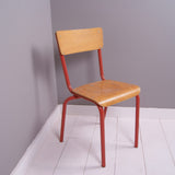 Children's Vintage French Red Metal Legged Stackable Chairs