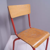 Children's Vintage French Red Metal Legged Stackable Chairs