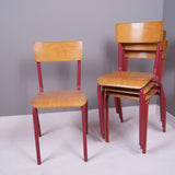 Children's Vintage French Red Metal Legged Stackable Chairs