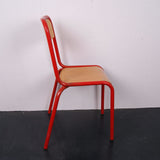 Children's French Red Metal Legged Stackable Chairs