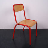 Children's French Red Metal Legged Stackable Chairs
