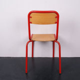 Children's French Red Metal Legged Stackable Chairs