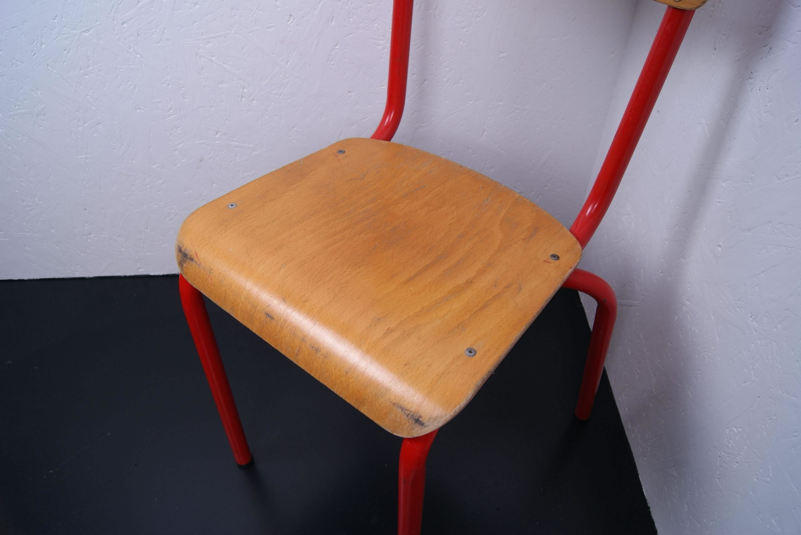 Children's Red Metal Legged Chairs