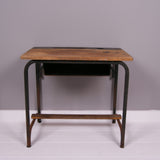 Children's Vintage French School Desk with Metal Legs and Shelf