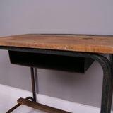 Children's Vintage French School Desk with Metal Legs and Shelf