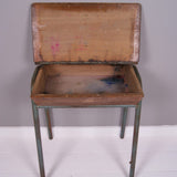 Children's Vintage French School Desk with Metal Legs and Lift up Lid