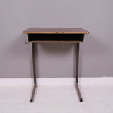 Children's Vintage French Single School Desk with Metal Legs and Shelf