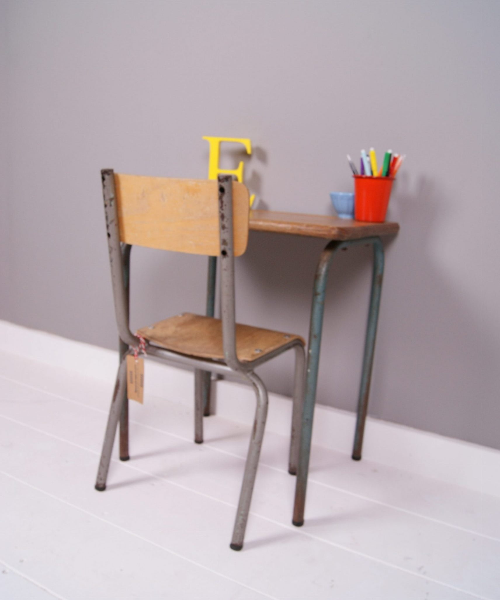 Children's Vintage Small French Table/Desk with Metal Legs
