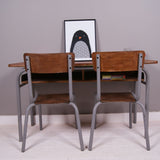 Children's Vintage French Grey Double Desk with Shelf
