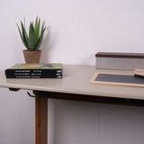 Children's French Double Desk with Wooden Legs and White Top