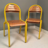 Children's French Yellow Metal Legged Stackable Chairs