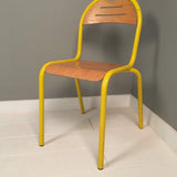 Children's French Yellow Metal Legged Stackable Chairs