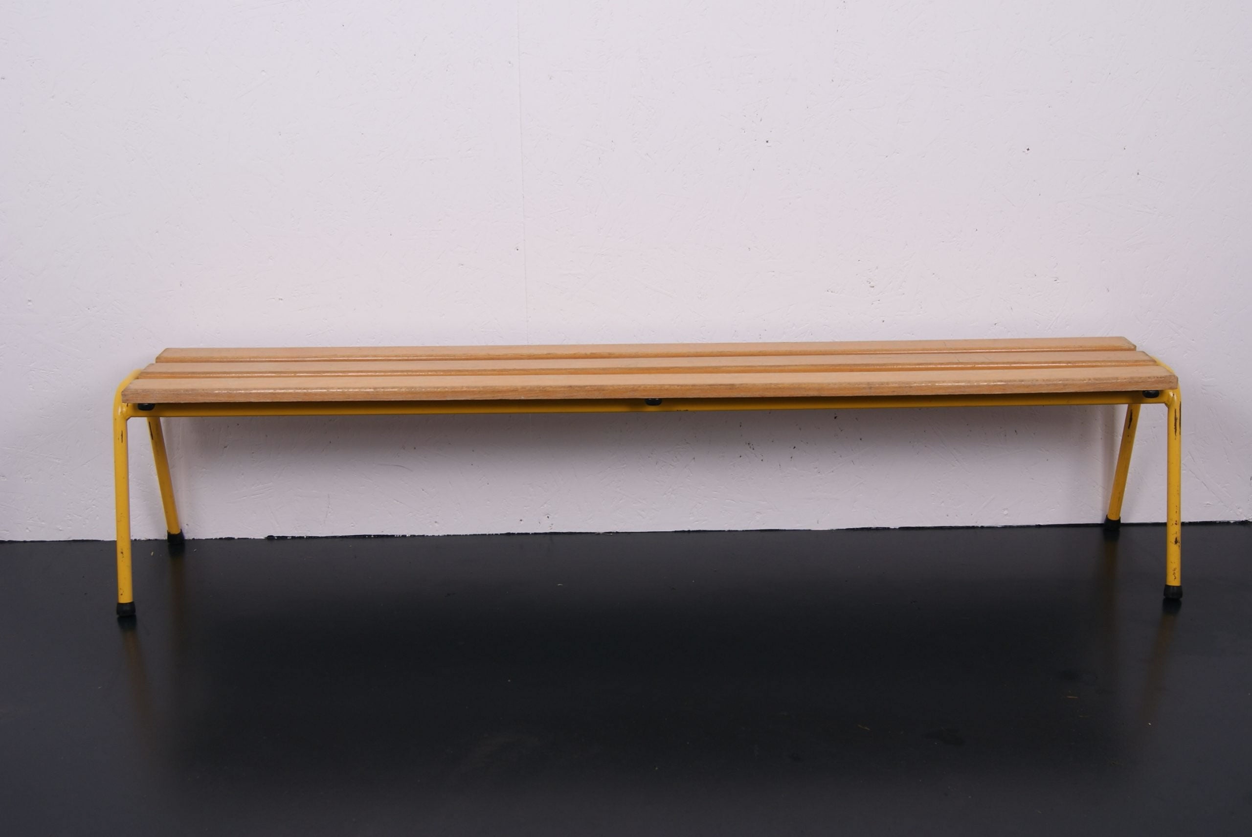 Children's French Yellow Metal Legged School Bench