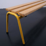 Children's French Yellow Metal Legged School Bench
