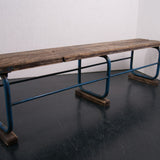 Children's German Blue Metal Legged Bench