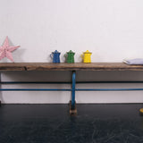 Children's German Blue Metal Legged Bench