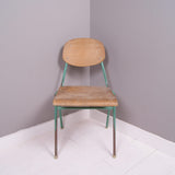 Children's Vintage Green Metal Legged Stackable Chairs