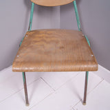 Children's Vintage Green Metal Legged Stackable Chairs