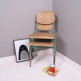 Children's Vintage Green Metal Legged Stackable Chairs