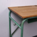 Children's Tall French Double Desk with Green Metal Legs