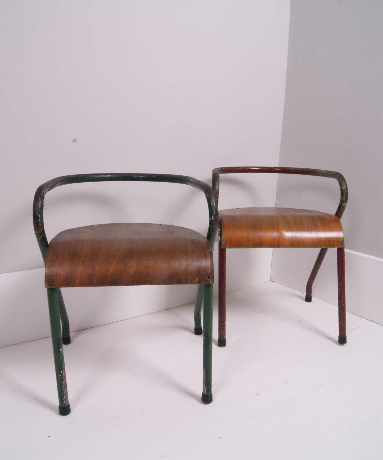 Children's French Green Metal Framed Chair