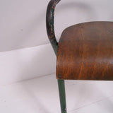 Children's French Green Metal Framed Chair