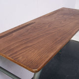 Children's French Green Metal Legged Double Desk with Book Racks