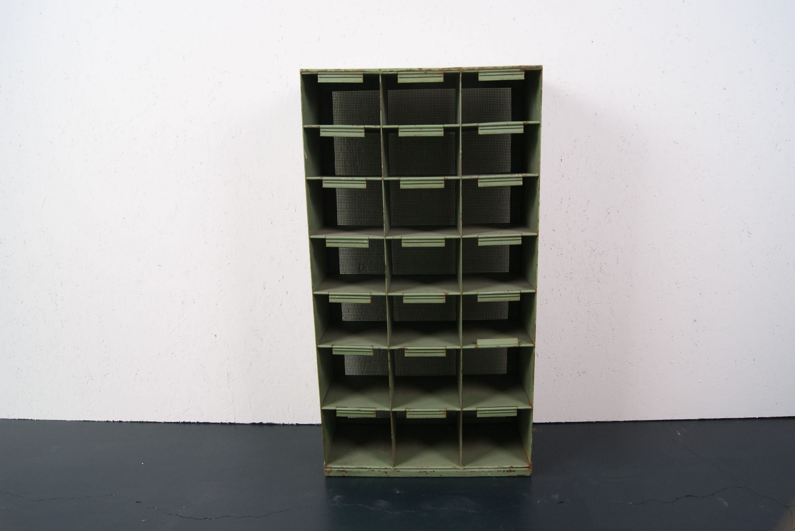 Children's Industrial Green Metal Pigeon Hole Storage Unit