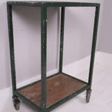 Children's Green Metal Trolley with Wooden Shelves