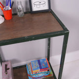 Children's Green Metal Trolley with Wooden Shelves