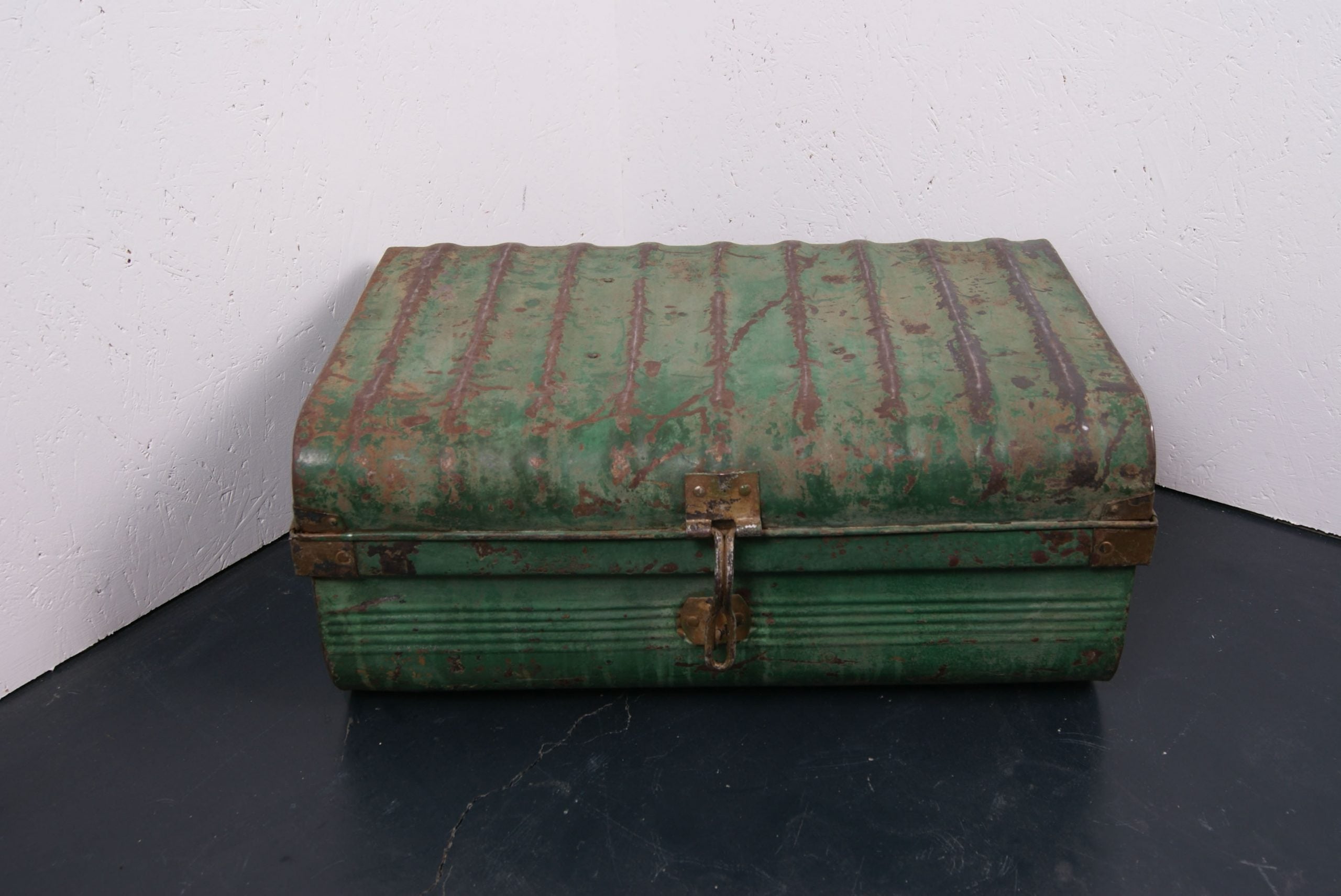 Children's Dark Green Metal Storage Trunk from India
