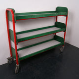 Children's Green and Red Storage Trolley on Wheels