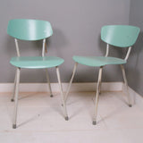 Children's Light Green Wooden Chairs with Grey Metal Legs