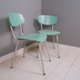 Children's Light Green Wooden Chairs with Grey Metal Legs