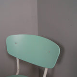 Children's Light Green Wooden Chairs with Grey Metal Legs