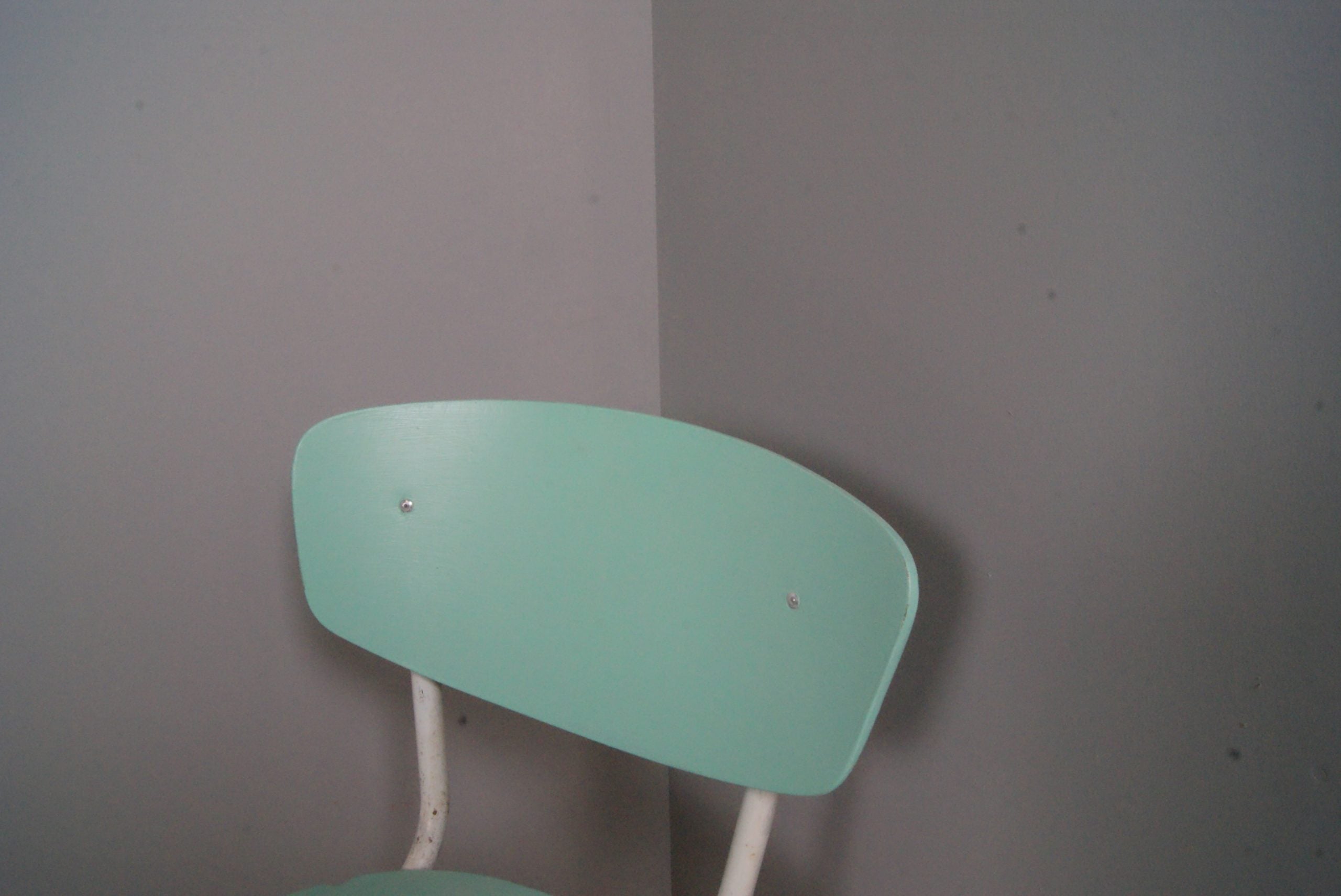 Children's Light Green Wooden Chairs with Grey Metal Legs