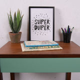 Children's Wooden Side Table with Green Drawer
