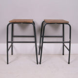 Children's Vintage Grey Metal Legged Stools
