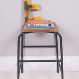 Children's Vintage Grey Metal Legged Stools