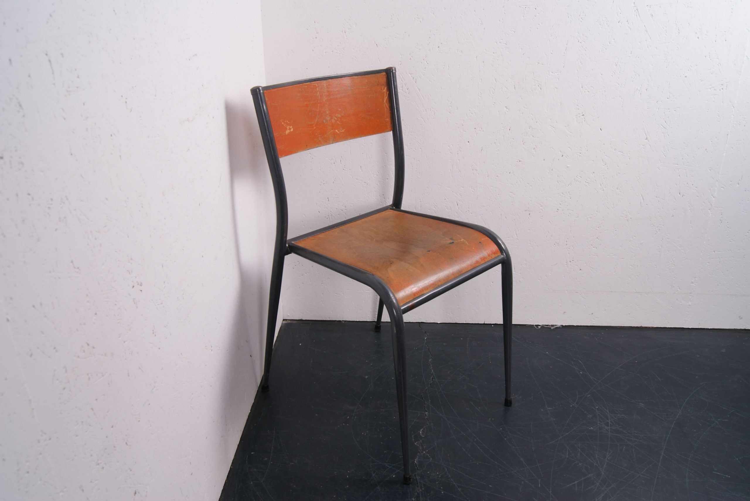 Children's French Grey Metal Legged Chairs with Pointed Legs