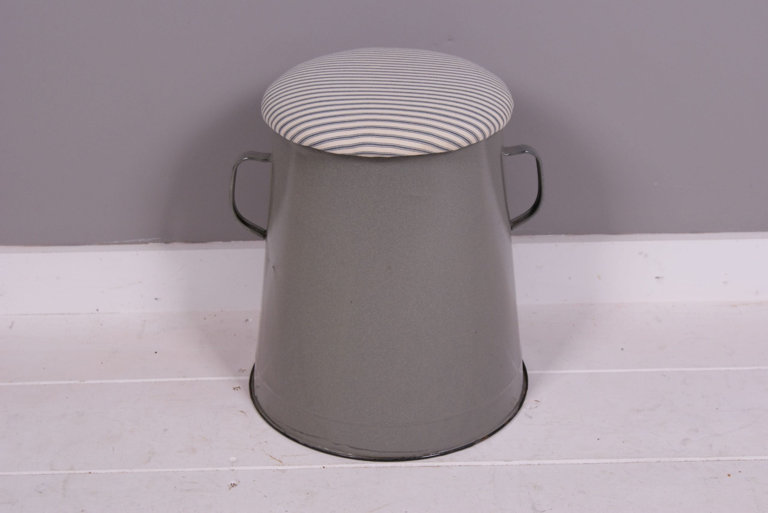 Medium Grey Maggie with Blue ticking Removable Seat Pad