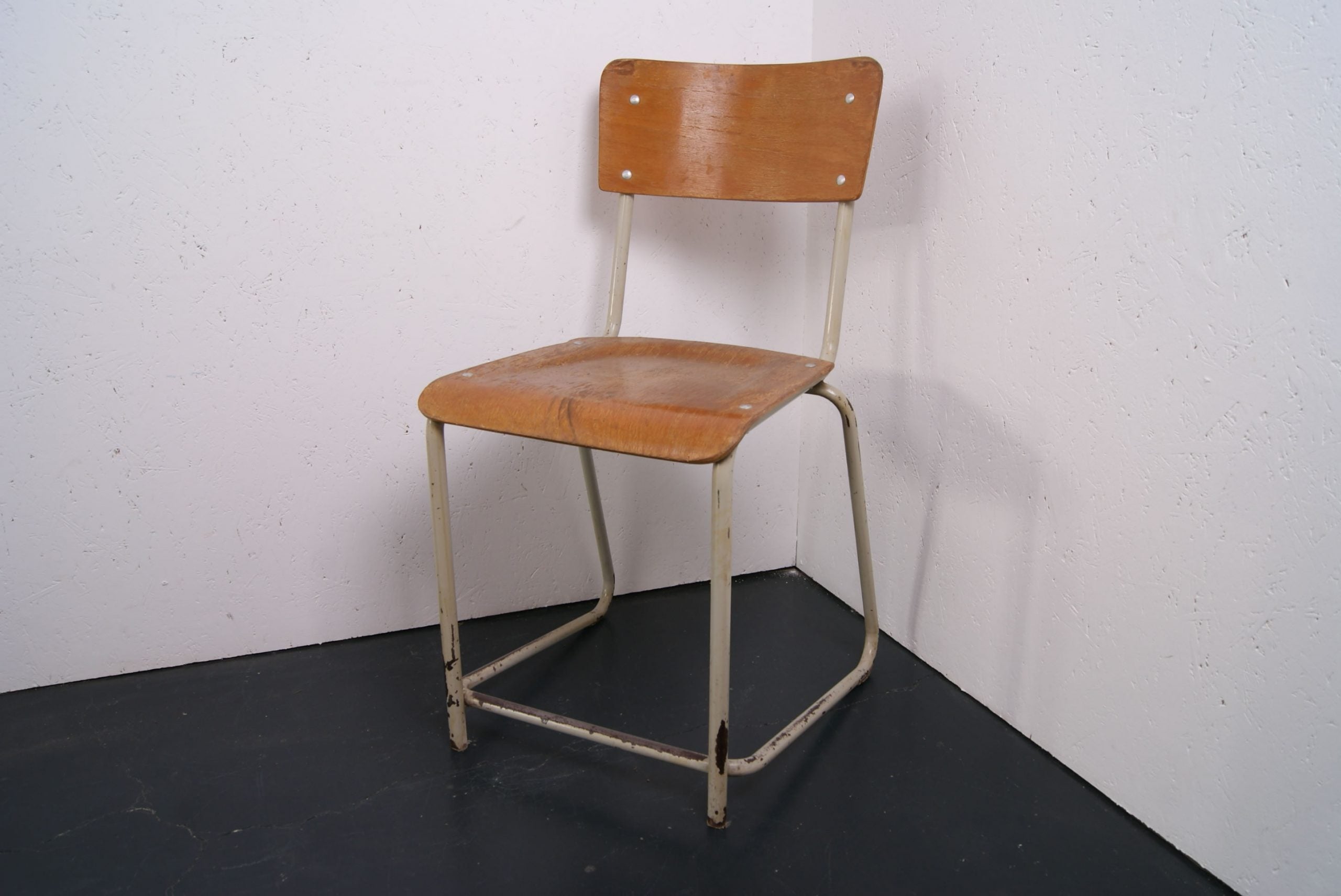 Children's Wooden chairs with grey metal frames