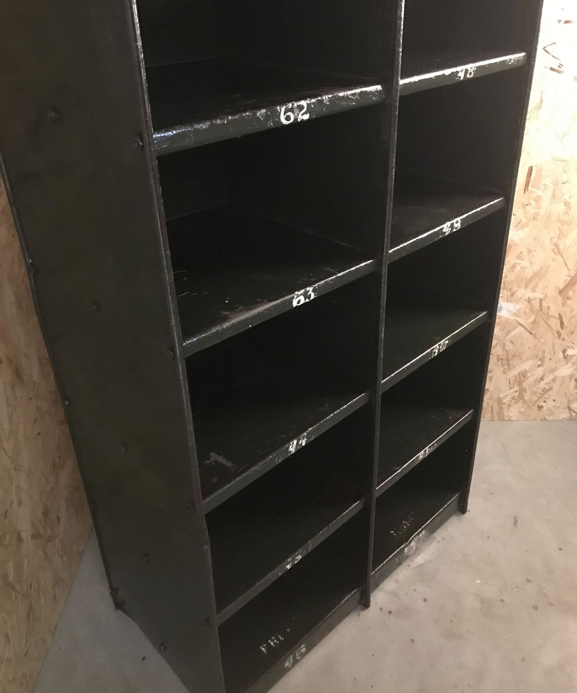 Industrial Pigeon Hole Storage Unit with Wooden Top