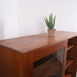 Iroko Wood Science Lab cabinet with Glass Sliding Doors