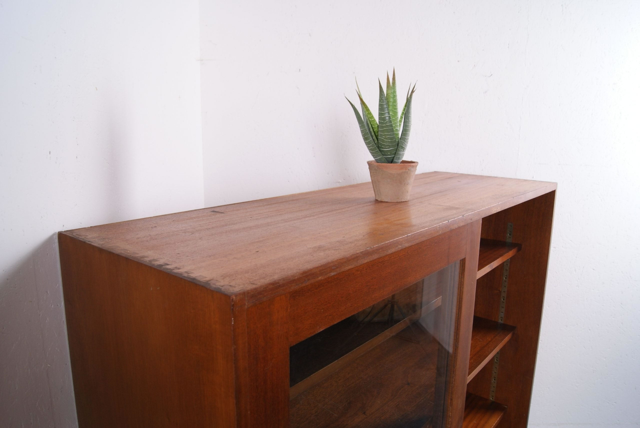 Iroko Wood Science Lab cabinet with Glass Sliding Doors