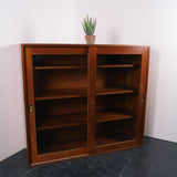 Iroko Wood Science Lab cabinet with Glass Sliding Doors