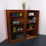 Iroko Wood Science Lab cabinet with Glass Sliding Doors