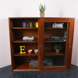Iroko Wood Science Lab cabinet with Glass Sliding Doors