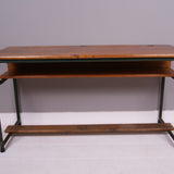 Children's Vintage French Double Desk with Wooden Shelf and Footrest