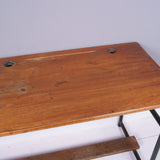 Children's Vintage French Double Desk with Wooden Shelf and Footrest